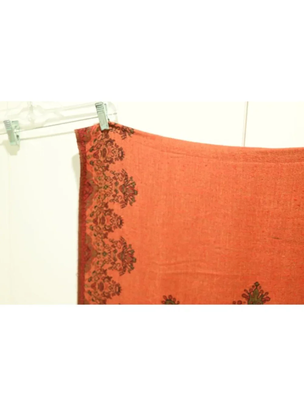 Unbranded Rectangular Scarf Terracotta Paisley Medallion Fringe Wrap Boho Shawl